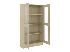 Vitrina de madera contrachapada color roble 82,5x30,5x150 cm ES871547