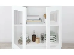 Vitrina de madera contrachapada blanco 82,5x30,5x80 cm