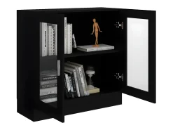 Vitrina de madera contrachapada negro 82,5x30,5x80 cm