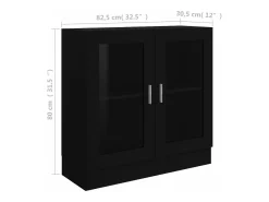 Vitrina de madera contrachapada negro 82,5x30,5x80 cm
