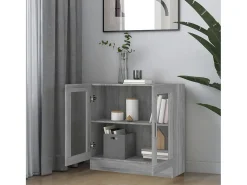 Vitrina de madera contrachapada gris sonoma 82,5x30,5x80 cm