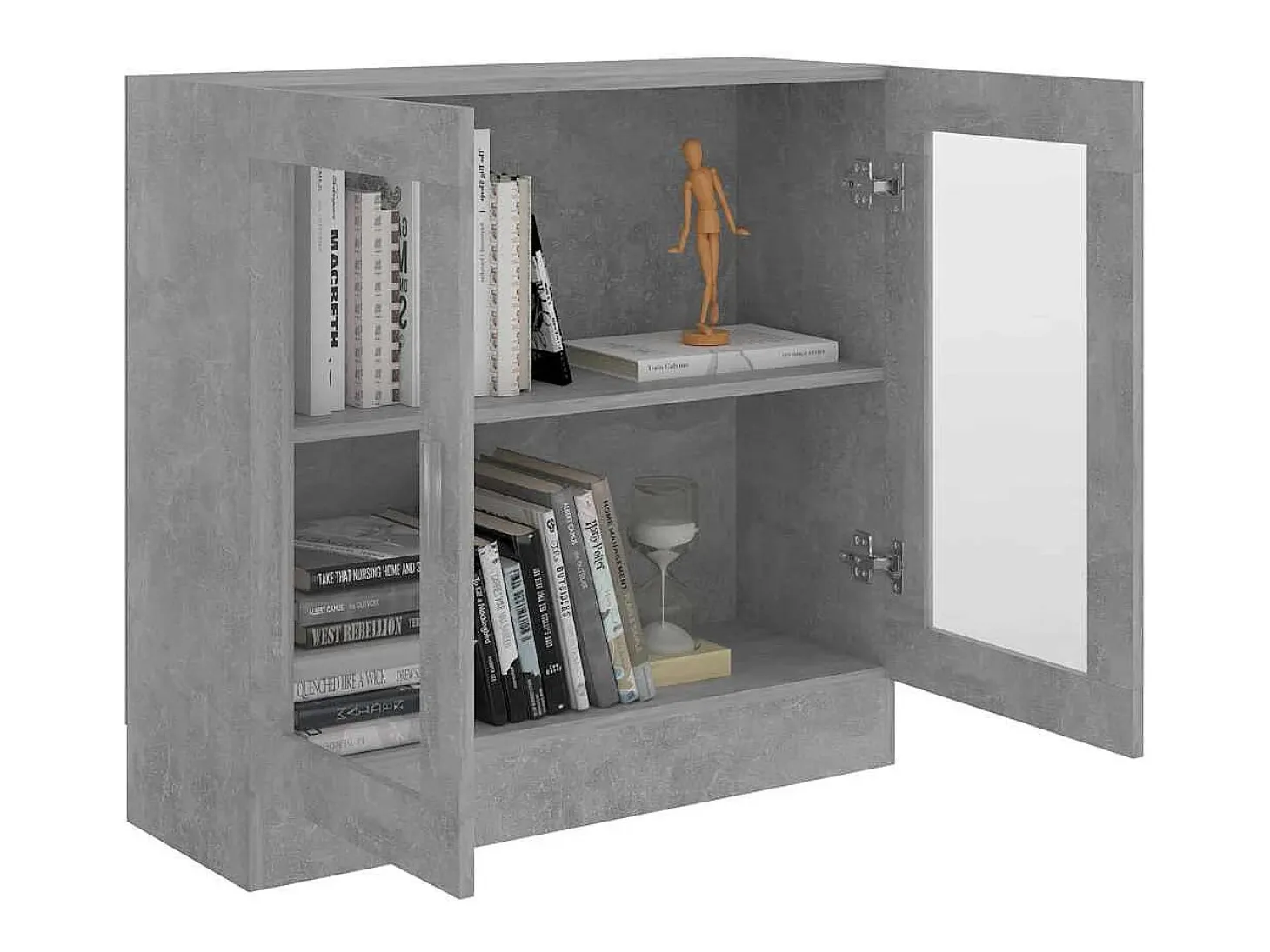Vitrina de madera contrachapada gris hormigón 82,5x30,5x80 cm