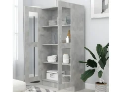 Vitrina de madera contrachapada gris hormigón 82,5x30,5x150cm