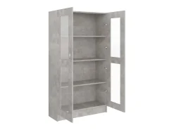 Vitrina de madera contrachapada gris hormigón 82,5x30,5x150cm
