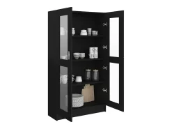Vitrina de madera contrachapada negro 82,5x30,5x150 cm