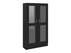 Vitrina de madera contrachapada negro 82,5x30,5x150 cm