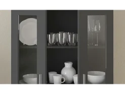 Vitrina de madera contrachapada negro 82,5x30,5x150 cm