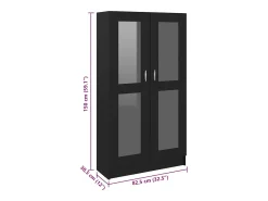 Vitrina de madera contrachapada negro 82,5x30,5x150 cm