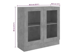 Vitrina de madera contrachapada gris hormigón 82,5x30,5x80 cm