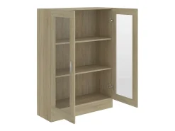 Vitrina de madera contrachapada color roble 82,5x30,5x115 cm