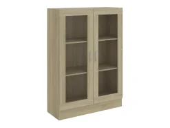 Vitrina de madera contrachapada color roble 82,5x30,5x115 cm