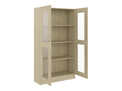 Vitrina de madera contrachapada color roble 82,5x30,5x150 cm