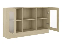 Vitrina de madera contrachapada color roble 120x30,5x70 cm ES354998