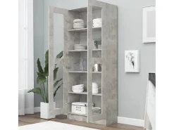 Vitrina de madera de ingeniería gris hormigón 82,5x30,5x185,5cm ES290697