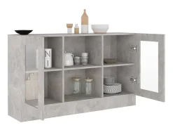 Vitrina de madera de ingeniería gris 120x30,5x70 cm ES107599