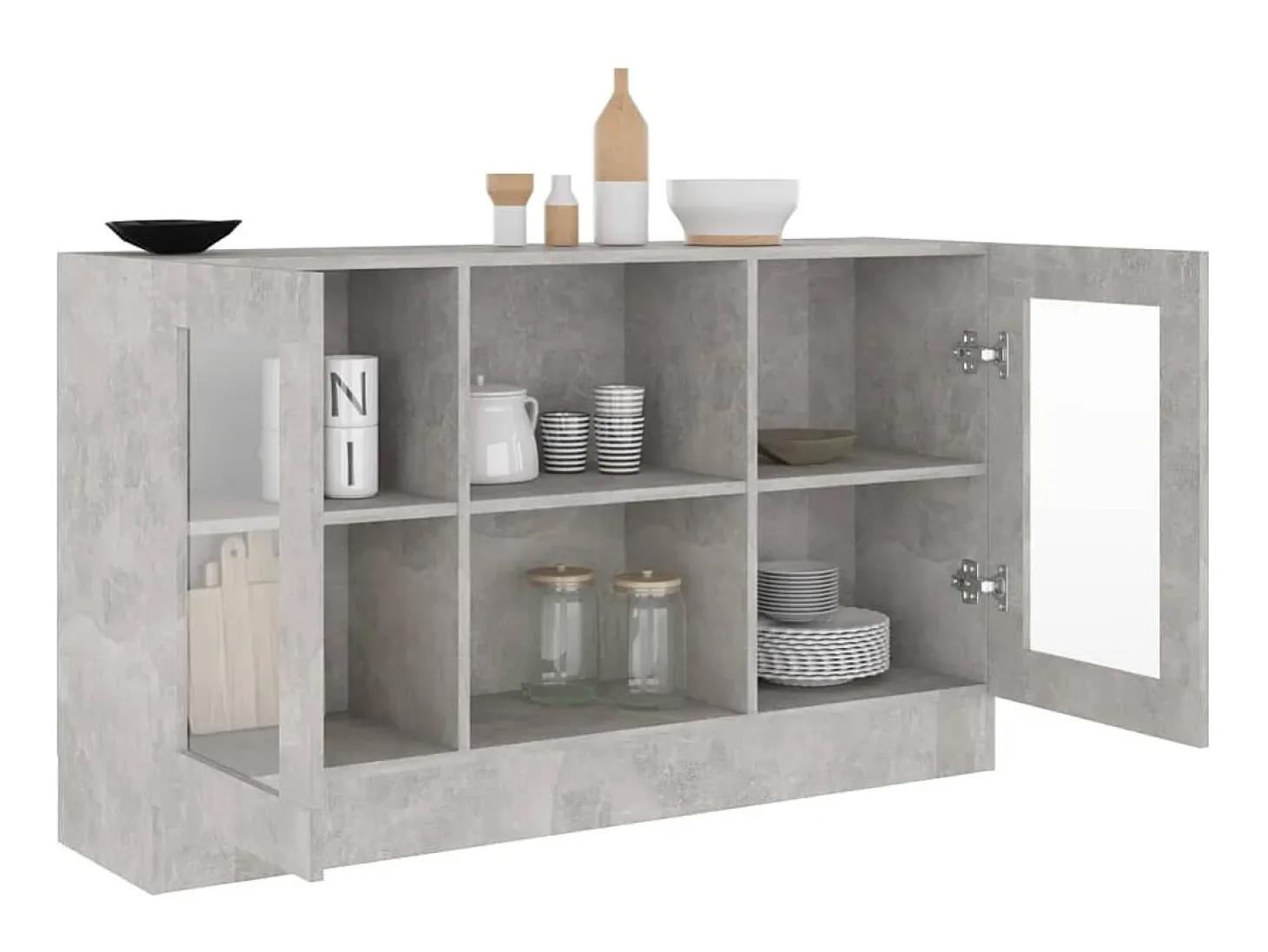 Vitrina de madera de ingeniería gris 120x30,5x70 cm ES107599