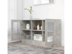 Vitrina de madera de ingeniería gris 120x30,5x70 cm ES107599