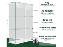 Vitrina de salón con 4 estantes y puertas dobles – Muebles de salón elegantes