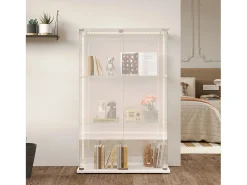 Vitrina de salón con 4 estantes y puertas dobles – Muebles de salón elegantes