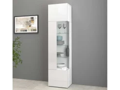 Vitrina Egypt con 1 puerta y 5 estantes blanco brillo 45x34x190 cm