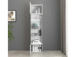 Vitrina Egypt con 1 puerta y 5 estantes blanco brillo 45x34x190 cm