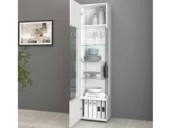 Vitrina Egypt con 1 puerta y 5 estantes blanco brillo 45x34x190 cm