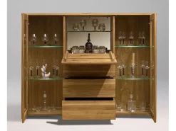 Vitrina Eliza de roble macizo 160 cm