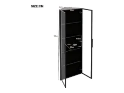 Vitrina esquinera de cristal templado - 62 x 35 x 160 cm - con LEDs + tapa antipolvo + 2 puertas - MDF + cristal - negro
