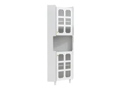 Vitrina esquinera lacada - 63,5 x 45 x 157,5 cm - con LEDs + 2 puertas + estante - MDF - blanco