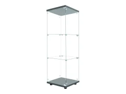 Vitrina GARHELPER de cristal – 3 estantes, 1 puerta, cristal templado, luz LED, blanco, 42x36x125 cm