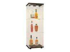 Vitrina GARHELPER de cristal – 3 estantes, 1 puerta, cristal templado, luz LED, blanco, 42x36x125 cm