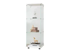 Vitrina GARHELPER de cristal templado, 3 estantes y 1 puerta, color blanco, 42 x 36 x 125 cm