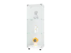 Vitrina GARHELPER de cristal templado, 3 estantes y 1 puerta, color blanco, 42 x 36 x 125 cm