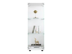 Vitrina GARHELPER de cristal templado, 3 estantes y 1 puerta, color blanco, 42 x 36 x 125 cm