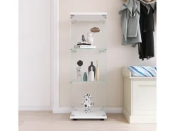 Vitrina GARHELPER de cristal templado, 3 estantes y 1 puerta, color blanco, 42 x 36 x 125 cm