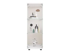 Vitrina GARHELPER de cristal templado, 3 estantes y 1 puerta, color blanco, 42 x 36 x 125 cm