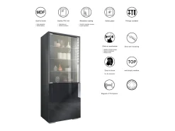 Vitrina Granada de Vladon, Armario Vitrina Made in Germany con Puerta de Cristal e Inserto de Cristal, antracita mate/gris de alto brillo (50 x 122,5 x 34,5 cm)