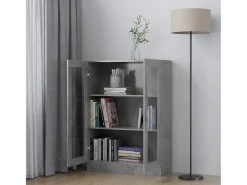 Vitrina gris hormigón 82,5x30,5x115 cm Madera de ingeniería