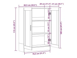 Vitrina gris hormigón 82,5x30,5x115 cm Madera de ingeniería