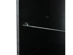 Vitrina LED con 1 cajón de almacenamiento, 4 puertas y estantes de cristal - negra