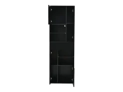 Vitrina LED con 1 cajón de almacenamiento, 4 puertas y estantes de cristal - negra
