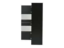 Vitrina LED negra con estantes de cristal y 2 puertas, 61x42x162 cm