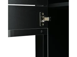 Vitrina LED negra con estantes de cristal y 2 puertas, 61x42x162 cm