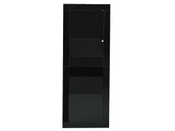 Vitrina LED negra con estantes de cristal y 2 puertas, 61x42x162 cm