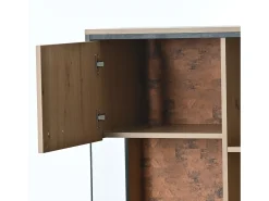 Vitrina LED 150x78x40cm - con gran espacio de almacenamiento puerta de cristal - mueble de presentación - madera natural