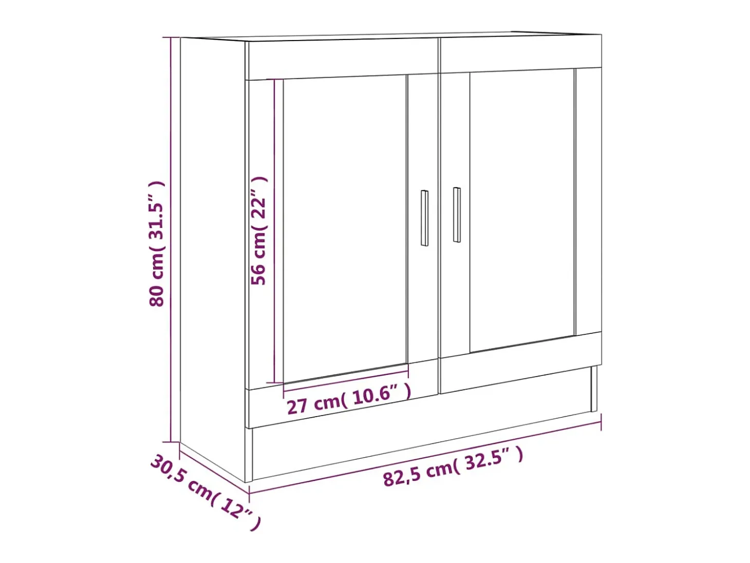 Vitrina madera contrachapada roble ahumado 82,5x30,5x80 cm