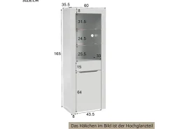 Vitrina moderna con 1 puerta y 1 cajón - LED - 3 estantes - altura 165 cm - blanco brillo