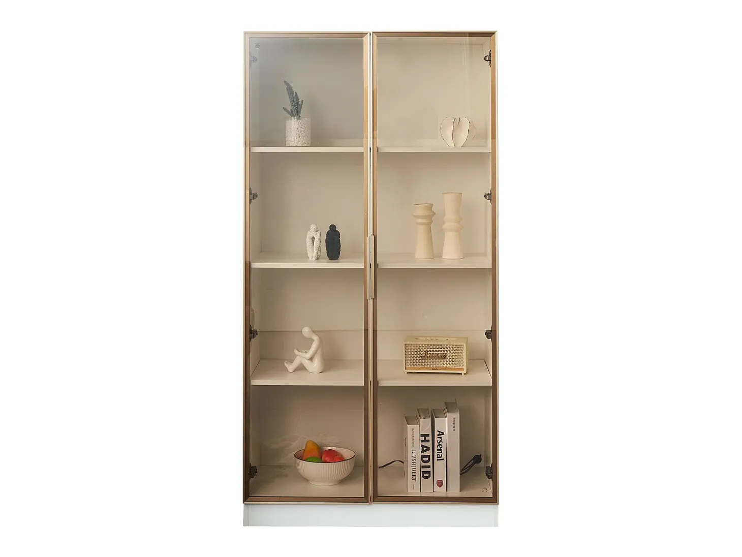 Vitrina moderna con luces LED en 16 colores - Al. 160 cm - 2 puertas con estantes extraíbles - Transparente