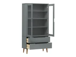 Vitrina MOLDE Gris 90x35x175 cm Madera Maciza de Pino