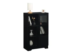 Vitrina negra - Mueble de comedor con 2 puertas y 1 cajón - almacenaje abierto - para dormitorio y salón